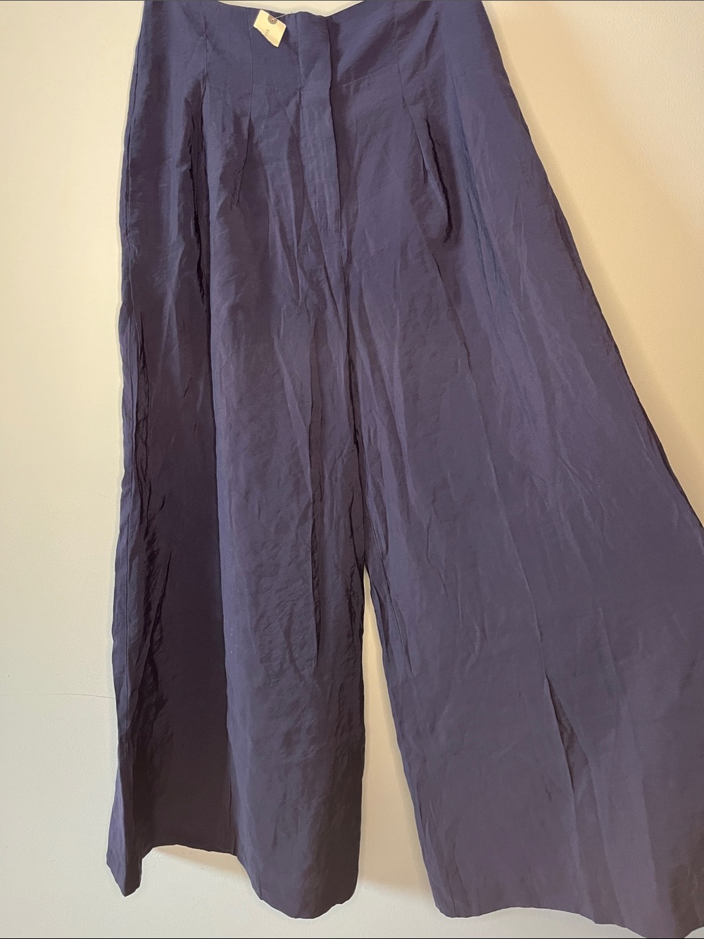New Navy blue Anthropologie lightweight pleated wide leg trousers modal blend
